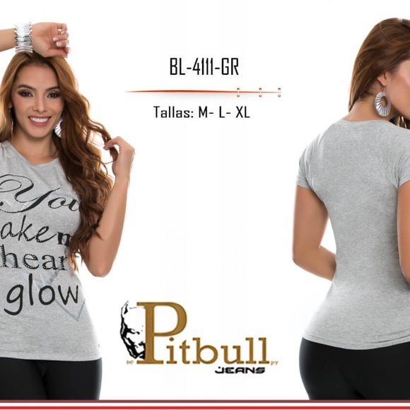 👚Women's PitBull Blouse Top BL-4111 Gray L or XL - Picture 1 of 7